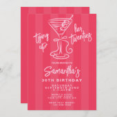Roze en rood binden haar twintiger 30e verjaardag kaart (Voorkant / Achterkant)