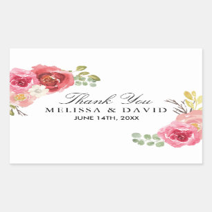 Roze en Rood Dank u Stickers