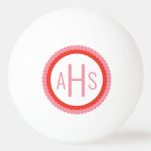 Roze en Rood geschulpte Drie Lettermonogram Pingpongballen (Voorkant)
