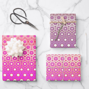 Roze en Rood Mozaïek Inpakpapier Vel