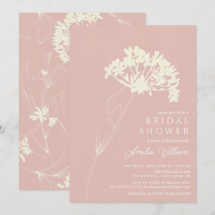 Roze en room Modern Floral Vrijgezellenfeest Kaart