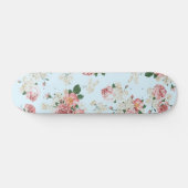 Roze en room op blauwe  Floral Skateboard (Horizontaal)