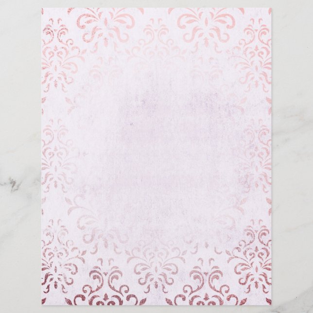 Roze en Roos Gold Damask-scrapbook (Voorkant)