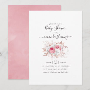 Roze en Roos Gold Floral Baby shower Kaart