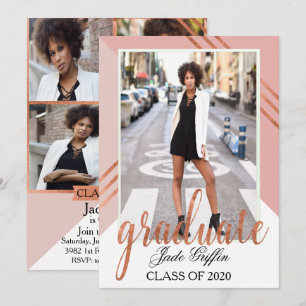 Roze en Roos Gold Foil Graduation Party Celebratio Kaart