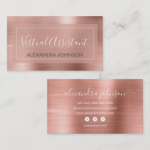 Roze en Roos Gold Foil Virtual Assistant Business Visitekaartje