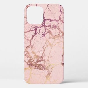 Roze en Roos Gold-gemarmerde iPhone/iPad-draagtas iPhone 12 Hoesje