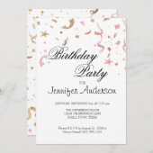 Roze en Roos Gold Glitter Confetti Invitation (Voorkant / Achterkant)