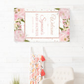 Roze en Roos Gold Peony Custom Baby shower Banner (Insitu)