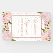 Roze en Roos Gold Peony Custom Baby shower Banner (Horizontaal)