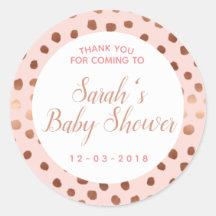 Roze en Roos gouden polkadot baby shower sticker