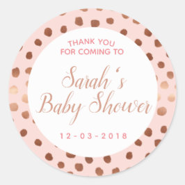 Roze en Roos gouden polkadot baby shower sticker