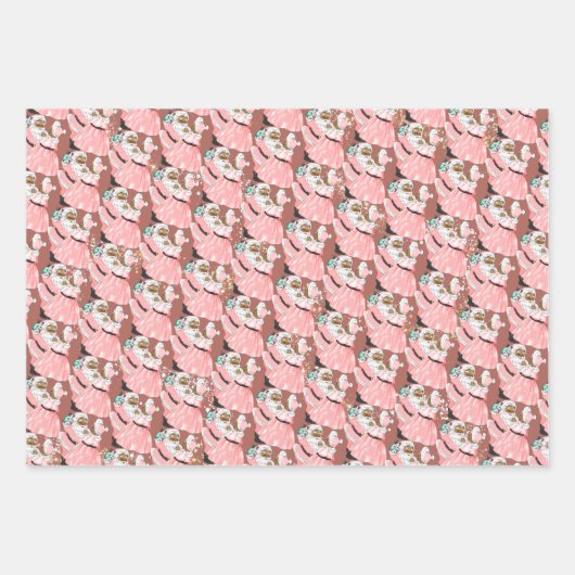 roze en roos kerstmis inpakpapier vel (Voorkant 2)