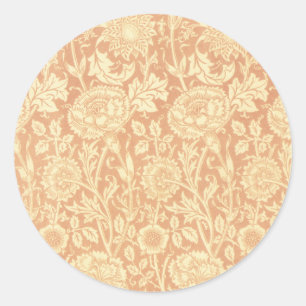 Roze en Roos van William Morris, bloemen Ronde Sticker
