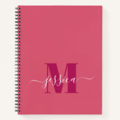 Roze en Roze Gepersonaliseerd Monogram Notitieboek (Voorkant)