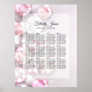 Roze en roze gouden ballonnen zitplan poster