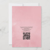 Roze en Roze Gouden Bloemencode QR Huwelijk Kaart (Achterkant)
