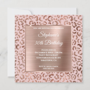 Roze en roze gouden folie luipaard glam 30e verjaa kaart