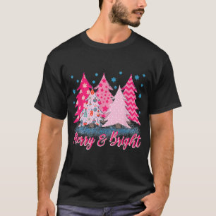 Roze en roze kerstboom t-shirt