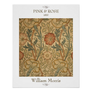 Roze en roze William Morris bloemstuk muurprint Perfect Poster