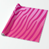 Roze en Roze Zebra Strepen Dierenprint Cadeaupapier (Uitgerold)