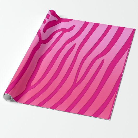 Roze en Roze Zebra Strepen Dierenprint Cadeaupapier (Uitgerold)
