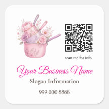 Roze en Rozen Catering Bedrijfs QR Code Sticker