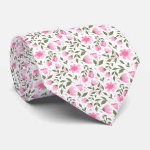 Roze en Sage Green Floral Pattern Stropdas