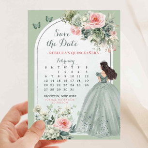 Roze en Sage Green Quince Kalender Sla de datum op Kaart