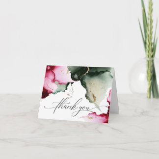 Roze en Sage Green Waterverf Geode Bedankkaart