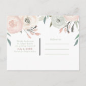 Roze en Sage Mint Green Modern Floral Save the Dat Aankondigingskaart (Achterkant)