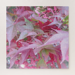 Roze en salie vallen bladeren legpuzzel