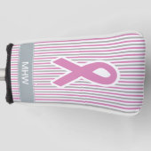 Roze en Silver Stripes aangepaste monogram putter Golfheadcover (Voorkant)