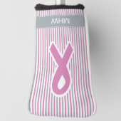 Roze en Silver Stripes aangepaste monogram putter Golfheadcover (Draai 90)