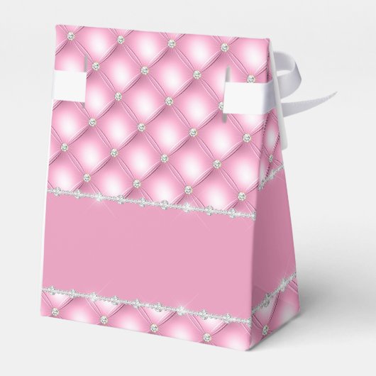 Roze en Silver Tufted Glamor Favor Box Bedankdoosjes (Achterkant)