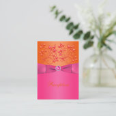 Roze en Sinaasappel Bloemen Trouwruimte Kaart (Staand voorkant)