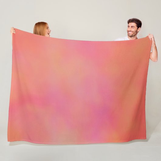 Roze en Sinaasappel Marmerled Cloud abstract Fleece Deken (In situ)
