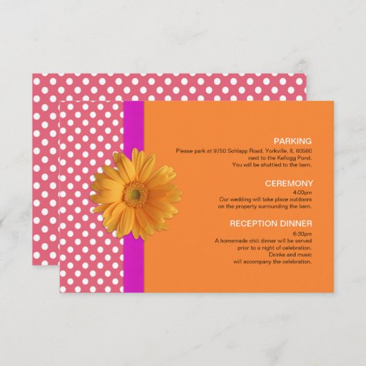 Roze en Sinaasappel met Daisy Enclosure Kaart (Voorkant / Achterkant)