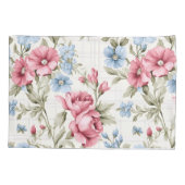 Roze en Sky Blue Floral - Polka Dot - Monogrammed Kussensloop (Achterkant-Links)