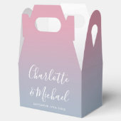 Roze en stoffige blauwe ombre elegante script brui bedankdoosjes (Geopend)