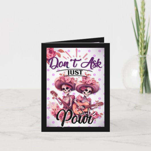 Roze en Suikerschedel Bedankkaart (Voorkant)