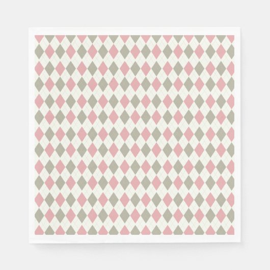 Roze en Taupe Argyle Patroon-Elegant Veelzijdig Servet (Voorkant)