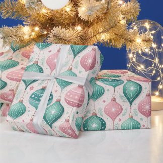 Roze en Teal Balornament Kerstmis Cadeaupapier