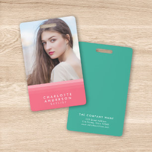 Roze en Teal Gelaagde Foto Badge