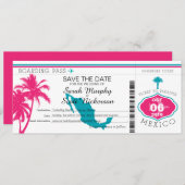 Roze en Teal 'Save the Date' naar Mexico Save The Date (Voorkant / Achterkant)
