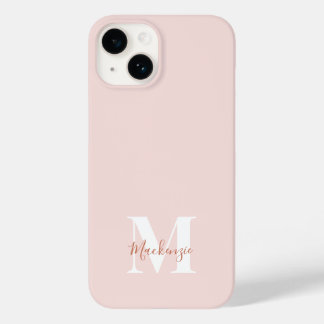 Roze en Terracotta Modern Initiaal Monogram Hoesje