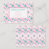 Roze en Turqoise Aztec Pattern Visitekaartje (Voorkant / Achterkant)