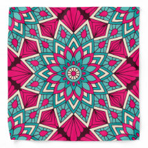 Roze en turquoise floral mandala patroon
