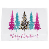Roze en Turquoise Glam Kerstmis Groot Cadeauzakje (Achterkant)