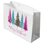 Roze en Turquoise Glam Kerstmis Groot Cadeauzakje (Achterkant Gekanteld)